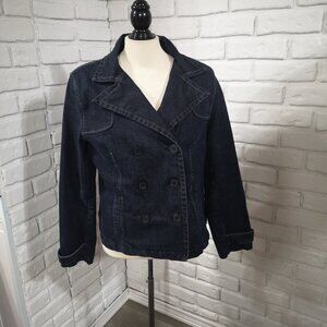 Tommy Hilfiger Ladies Size XL Darker Wash Button Front Blue Jean Jacket